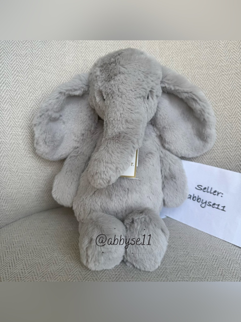 Jellycat Bashful Luxe Elephant Thuddeus - Medium - Authentic - BNWT - Fast Ship